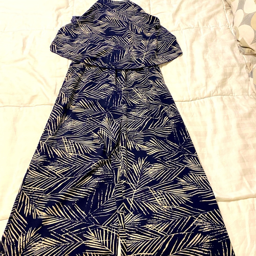 Fabrik jumpsuit blue palm fronds